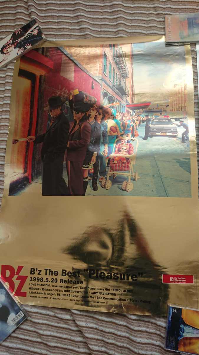 当時物 B'z The Best Pleasure Treasure アルバム 告知ポスター 金 銀