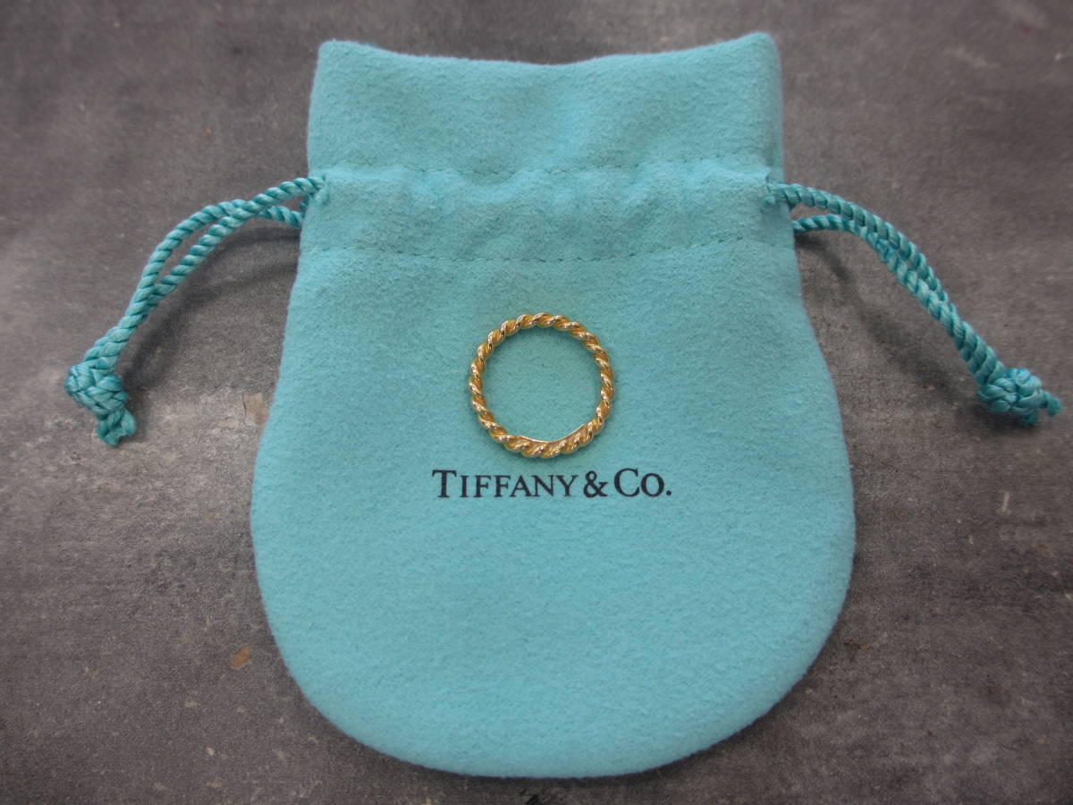 TIFFANY&Co./ティファニー/K18 750 ナローツイストリング/YG イエロー 