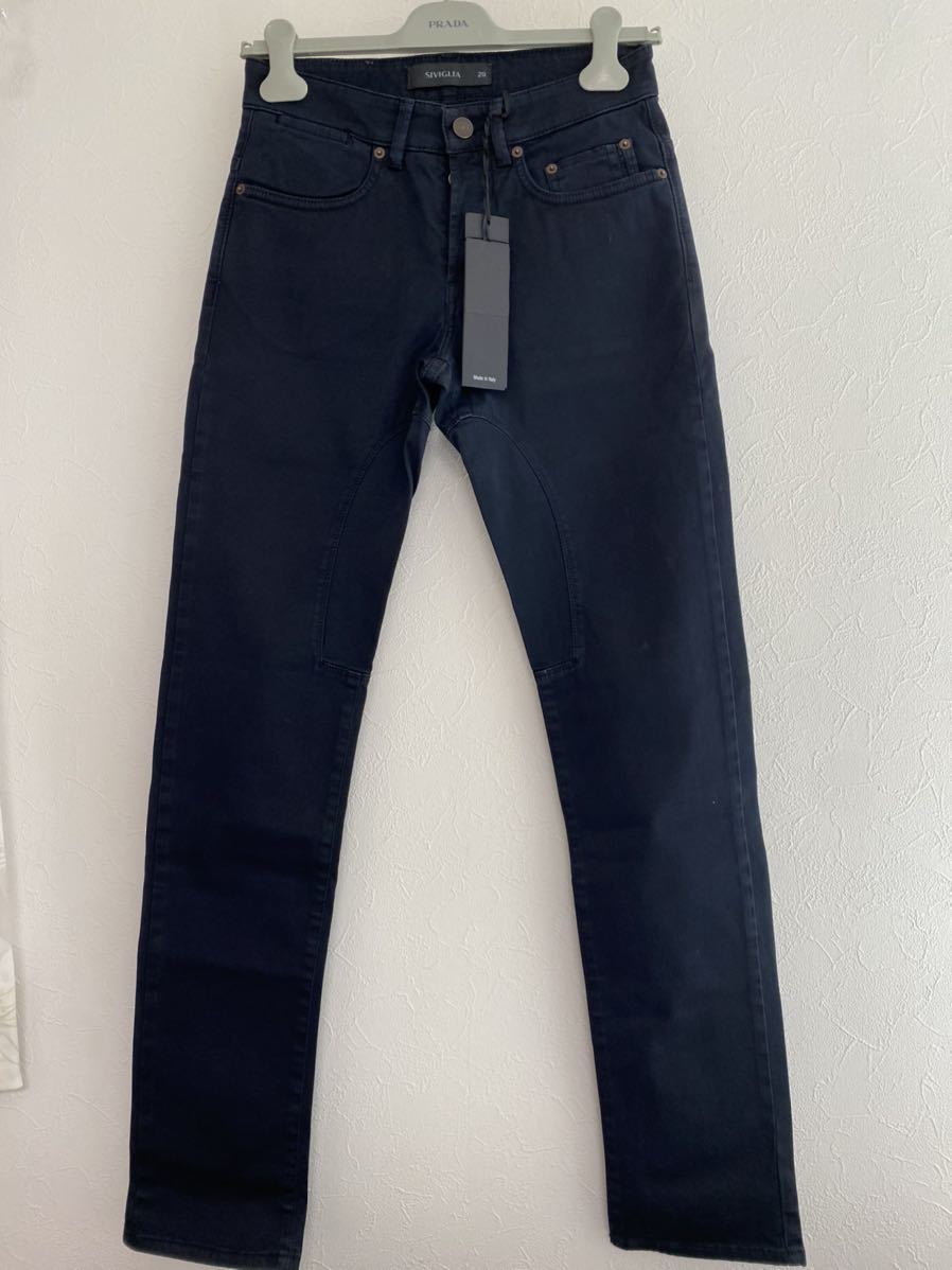 SIVIGLIA シビリア新品29ストレッチ パンツ イタリア製 ネイビー 