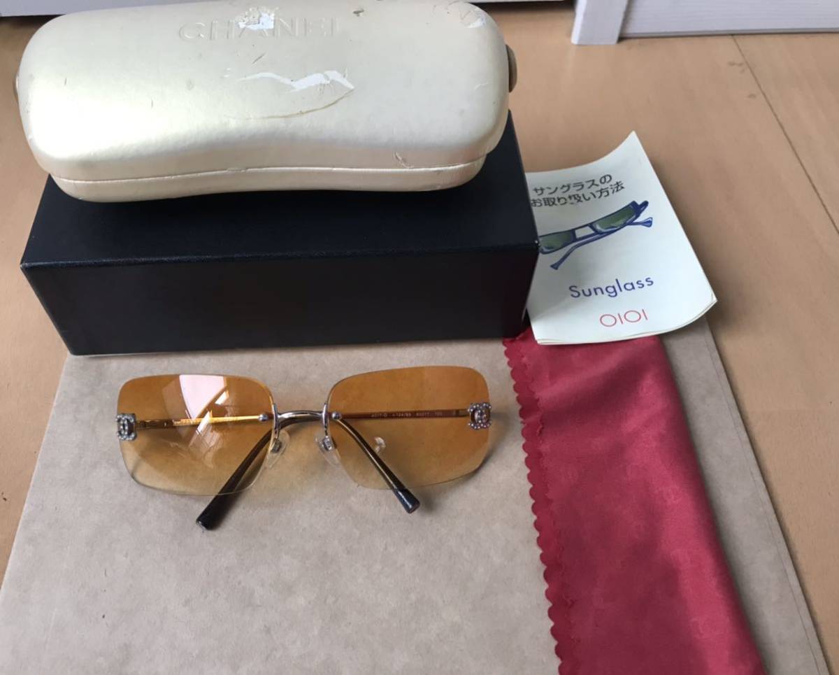 CHANEL シャネル サングラス 4017-D 62□17 ココマーク ラインストーン ゴールド オレンジ オレンジグラデーション 眼鏡