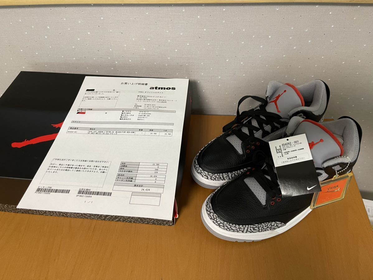 未使用 NIKE AIR JORDAN 3 RETRO OG セメント ブラック 28.5cm US10.5 ナイキ エア ジョーダン 3