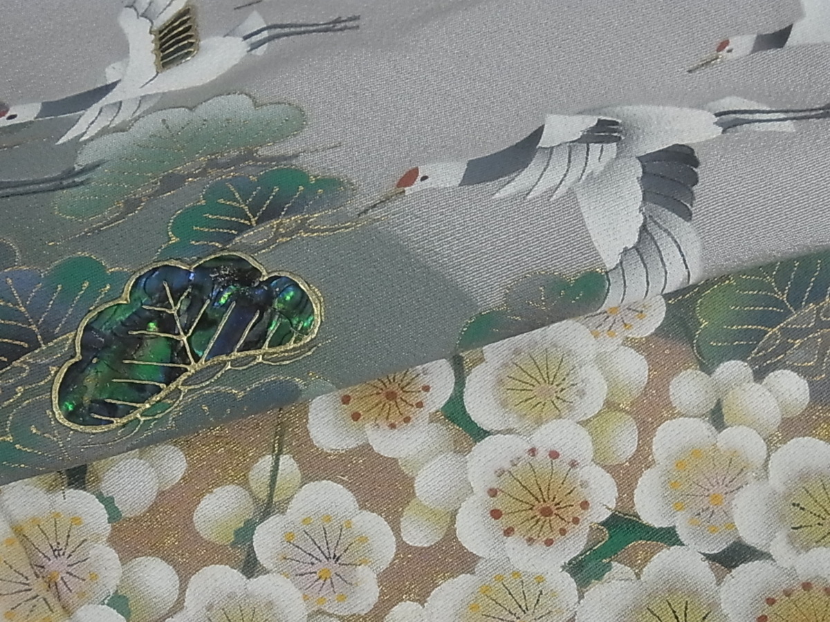 着物屋こころ■螺鈿作家　藤本隆士　訪問着　螺鈿物語　暈し染め　金彩　正絹　逸品　ms4725 藤本隆士 訪問着 暈し染め 黒留袖 平和屋本店□極上 ≪御仕立て上がり