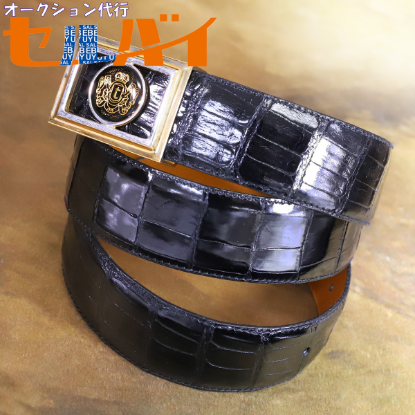 本物 新品 テストーニ 最高級クロコダイル クレストバックル レザー 