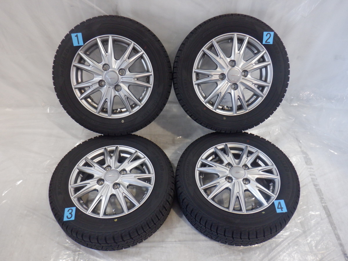 ☆19年製 山あり☆4H 100 4.00B +45 13インチ 社外品 VELVA KEVIN アルミホイール 冬用タイヤ 155/65R13（YOKOHAMA iceGUARD iG50PLUS）4本