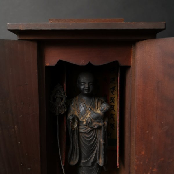 藏28 希少 蔵出し【 弘法大師像 】子安大師 香園寺 四国 霊場 厨子