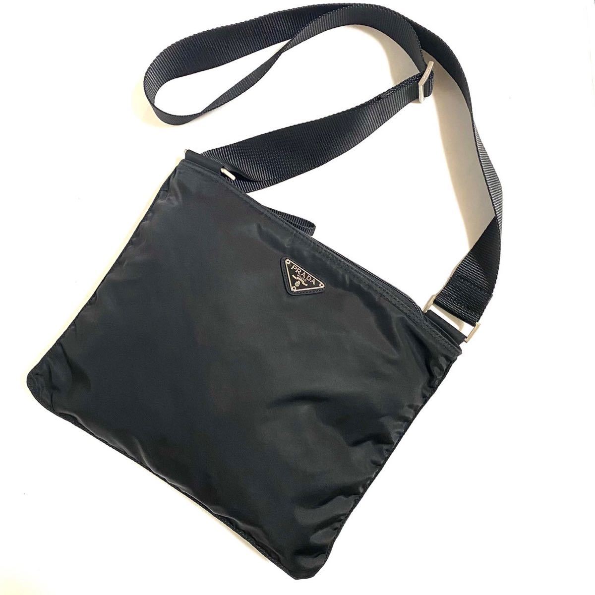 1円スタート 美品 PRADA プラダ ショルダーバッグ ポシェット 三角 