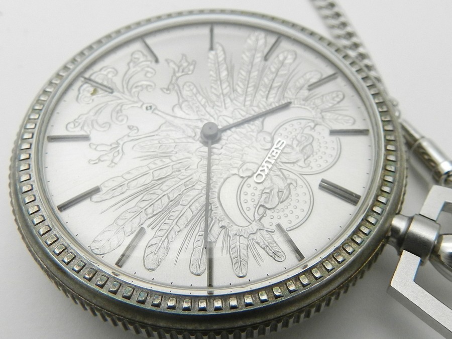 1000円スタート 懐中時計 SEIKO セイコー 37-3000 電通創立70周年 銀 