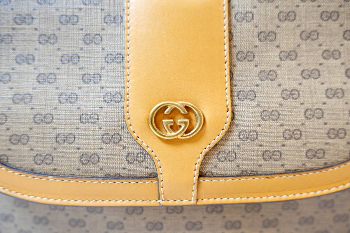 GUCCI グッチ オールドグッチ ヴィンテージ マイクロGG PVC×レザー 