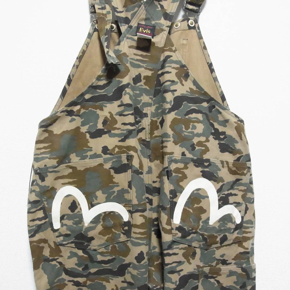 初期 EVIS エヴィス 迷彩 オーバーオール 36 EVISU エビス ハウスタグ 