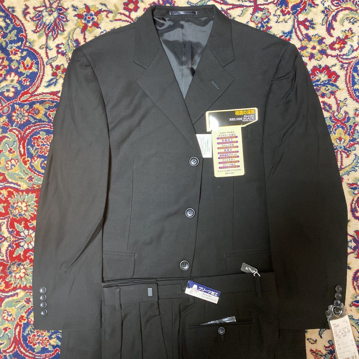 新品 未使用 タグ付き カネボウヘリオスブラックウール99% 礼服 