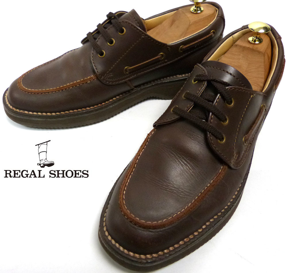 未使用級 Regal Walker 3アイレットモカ 604 ブラウン 25.5 リーガルウォーカー / REGAL WALKER 604 デッキシューズ / Uチップ