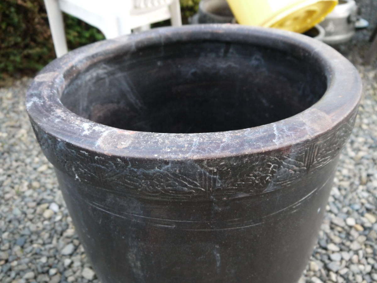 1N19 O】陶器製 甕 水蓮鉢 金魚鉢 メダカ鉢☆園芸 ガーデニング 睡蓮鉢