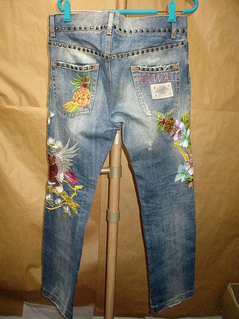 ドルチェ＆ガッバーナ DOLCE&GABBANA 05SS 鷹刺繍 スタッズ デニム 46 