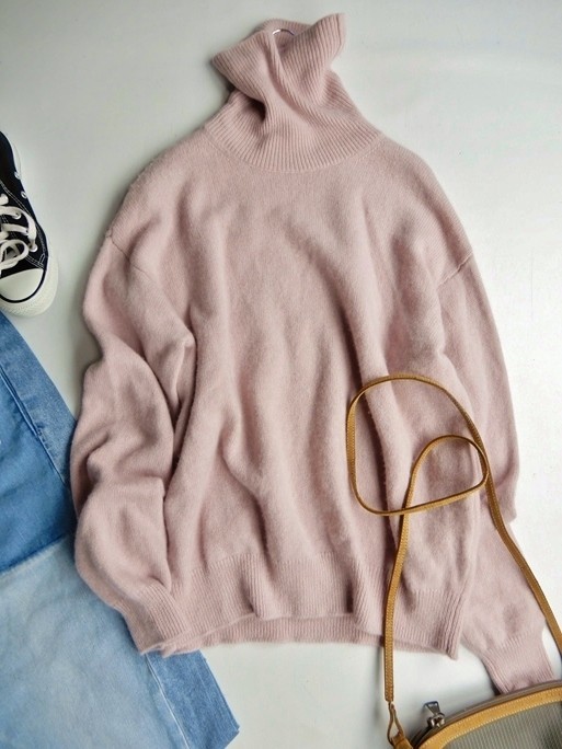 ザラ ZARA 柔らかカシミヤ100%大人可愛いタートルハイネックゆったり