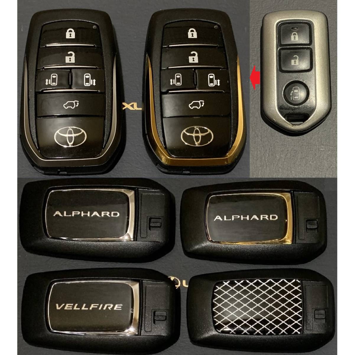 10系 アルファード 3ボタン→30系現行風スワップ 両面加飾スマートキー