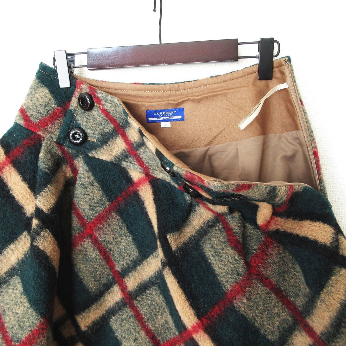 美品 BURBERRY BLUE LABEL バーバリーブルーレーベル ウール チェック 