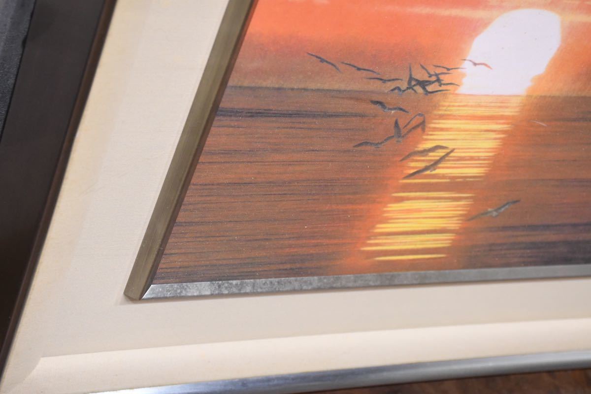 岩橋 英遠 画伯筆 アートレリーフ 「陽」 額装 箱 付き 自然 風景 景色