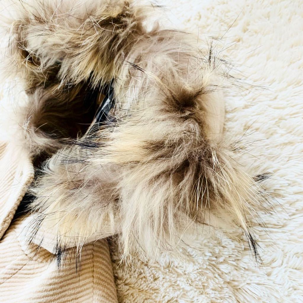 極美品！BURBERRY BLUE LABEL アンゴラ混ウールコートファー付