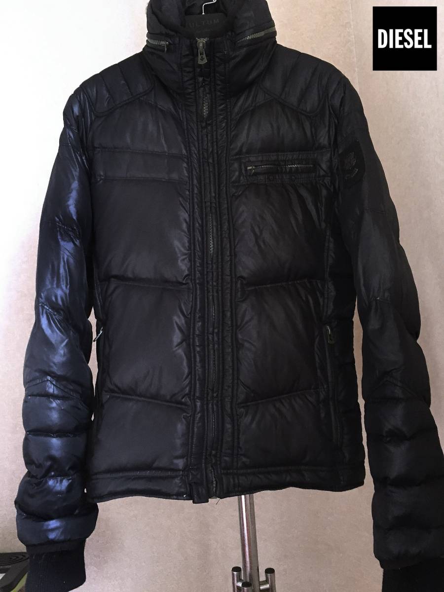 DIESEL (55DSL) ダウンジャケットMサイズ ☆高級 DIESELディーゼル かっこいい カーキジップ ライダース ダウン