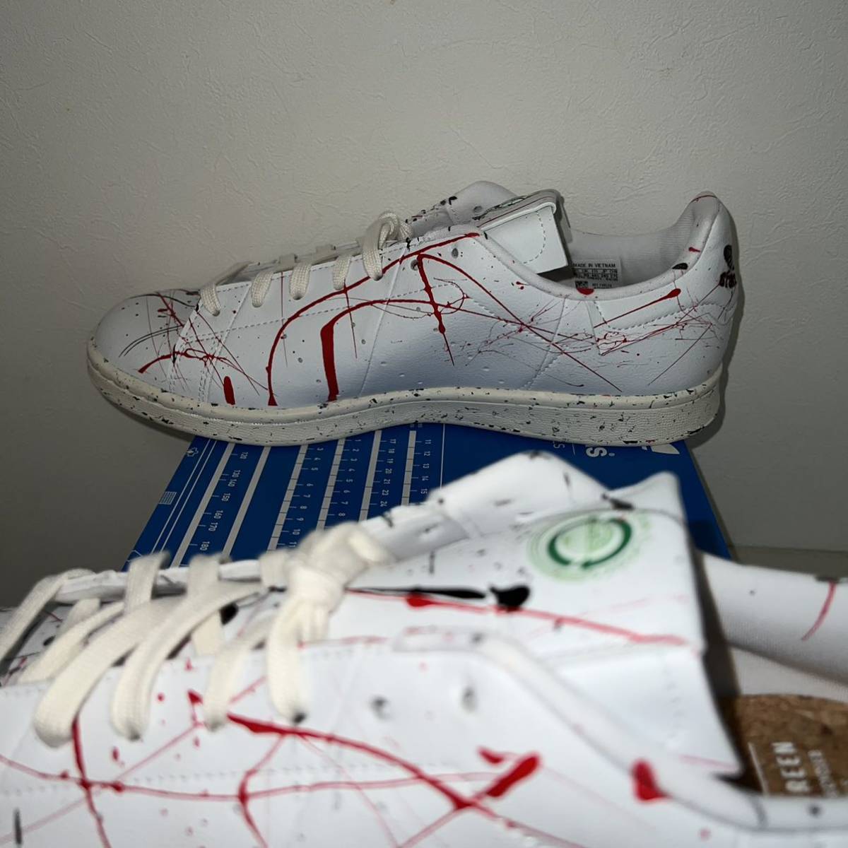 新品未使用 28.5cm レッド ブラック カスタムペイント STAN SMITH 