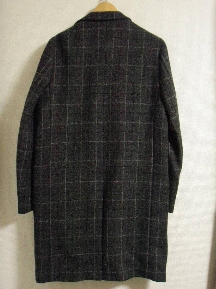 美品 定価￥51840 BEAUTY&YOUTH ビューティアンドユース HARRIS TWEED ハリスツイード チェスター コート M グレー チェック ハリスツイード UNITED 極 キャメルミックス 〈洗える〉 タートルネックニット