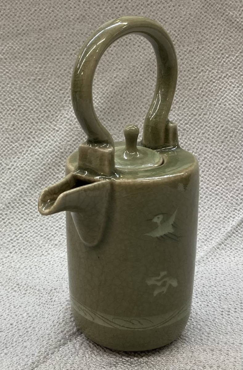 銚子、高麗青磁写、日比野清峰作、さき番 - メルカリ 茶道具 青磁 鎬写