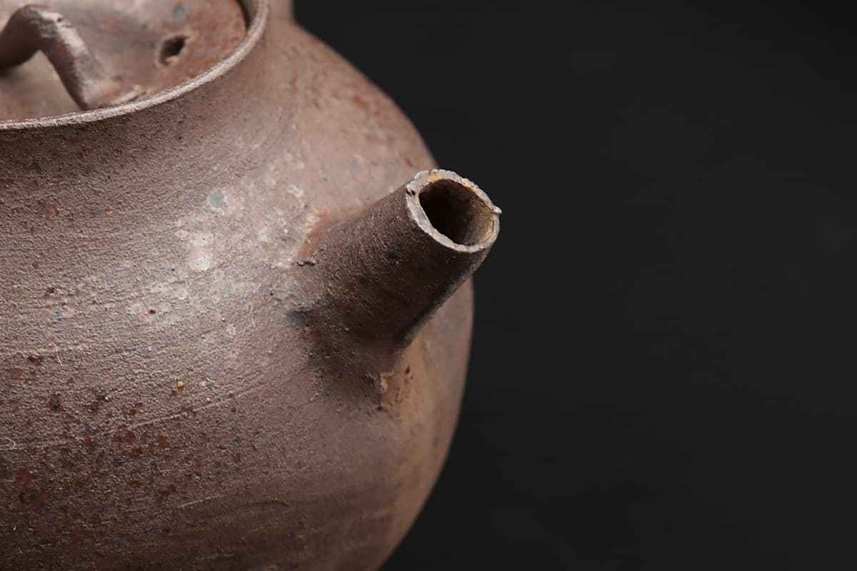 CZ118 時代物 南蛮急須 高9.5cm 砲口 丸形 横手 南蛮急須 南蛮茶注