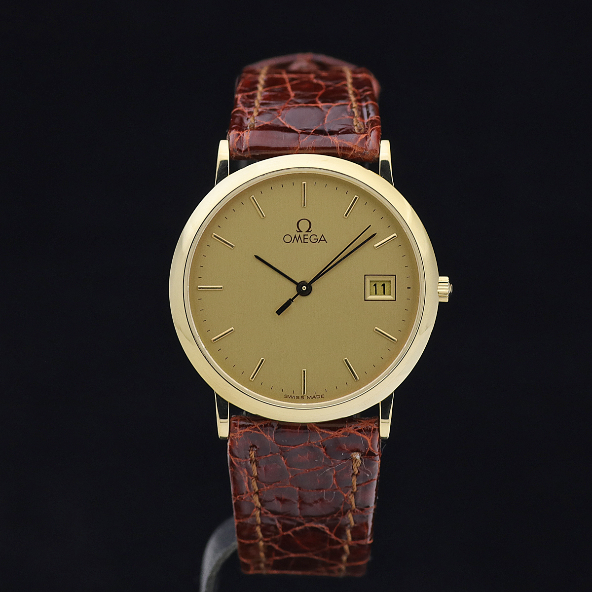 1円～ 美品 薄型軽量 電池交換済 OMEGA オメガ デビル デイト 