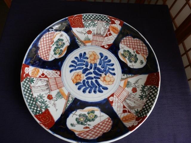 大皿 古伊万里 色絵 伊万里 飾皿 公式通販 染付 直径約38cm 41,5