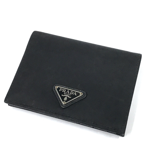 1円 プラダ ナイロン 三角プレート 二つ折り 財布 ユニセックス  