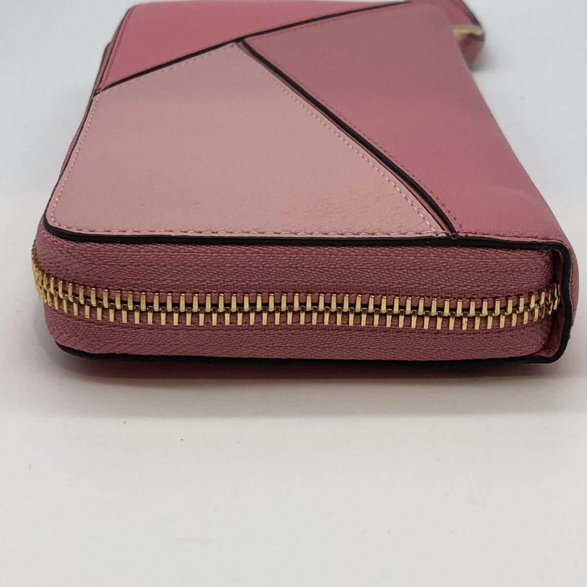 1円 LOEWE ロエベ パズル ラウンドジップ 長財布 レザー ピンク 箱 長 