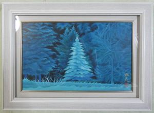風景画 東山魁夷 聖夜 M10 額付き 手描き 肉筆 【公式通販】