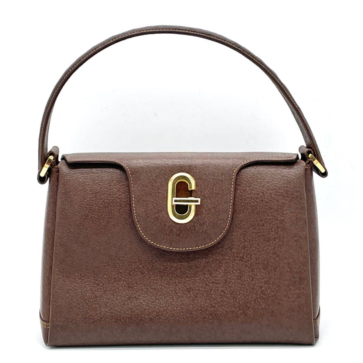 1円 美品 GUCCI オールドグッチ レザー ブラウン ゴールド Gロゴ 