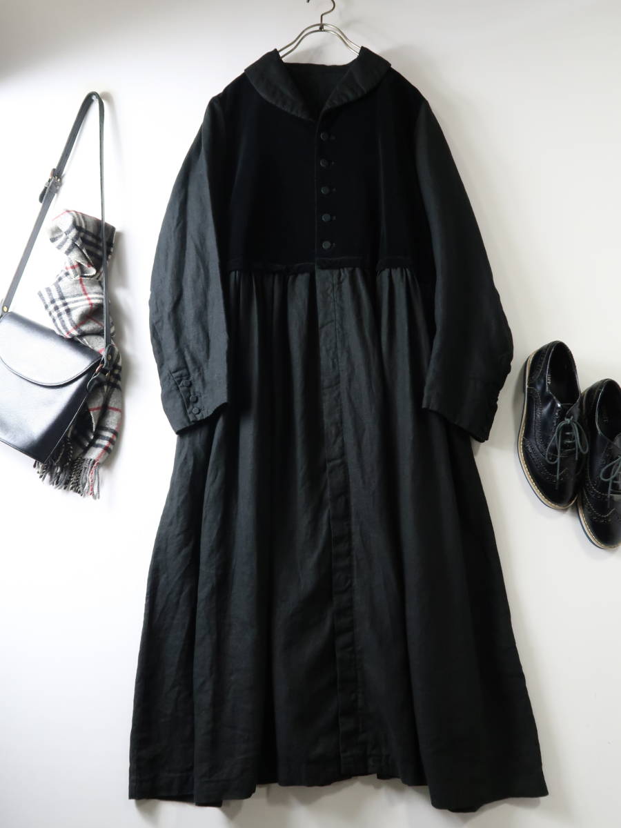 ネストローブ nest Robe☆製品染め コットンベルベットワンピース  