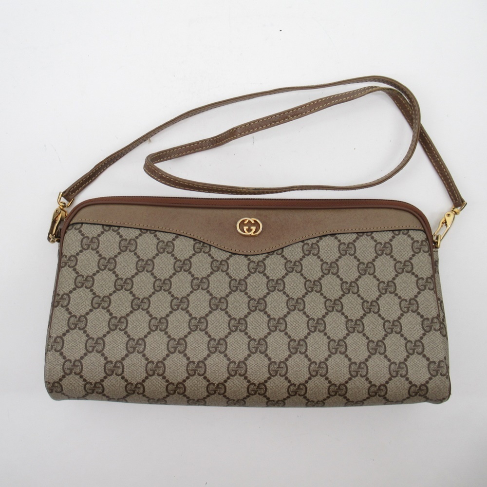 M静001 / GUCCI オールドグッチ GG柄 ハンドバッグ PVC レザー