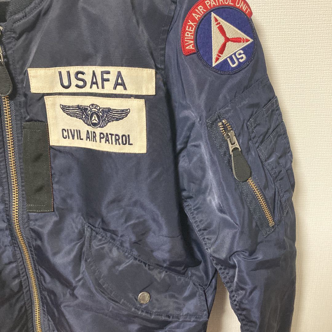 1円スタート AVIREX MA-1 L-2 フライトジャケット ネイビー ワッペン