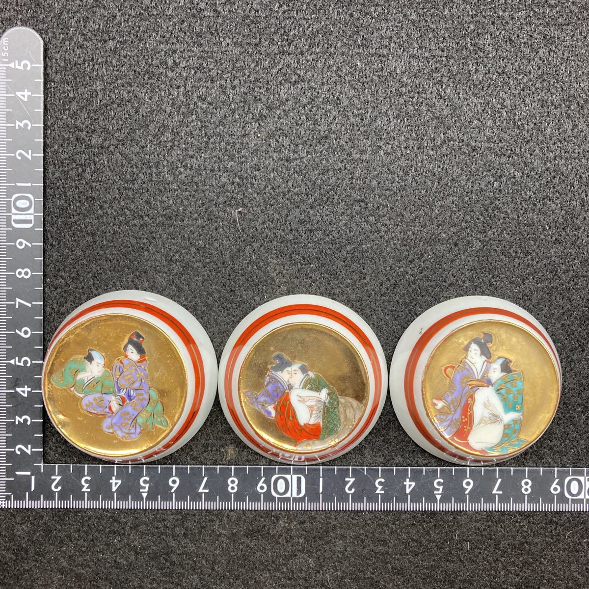 九谷焼 春画 酒器 金彩 ぐい呑み 盃 - 三つ盃 色絵 Yahoo!オークション