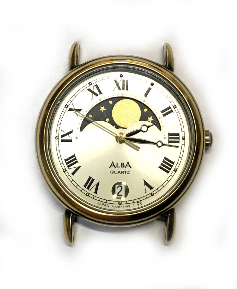 ALBA アルバ V338-6100 ムーンフェイズ 電池交換済