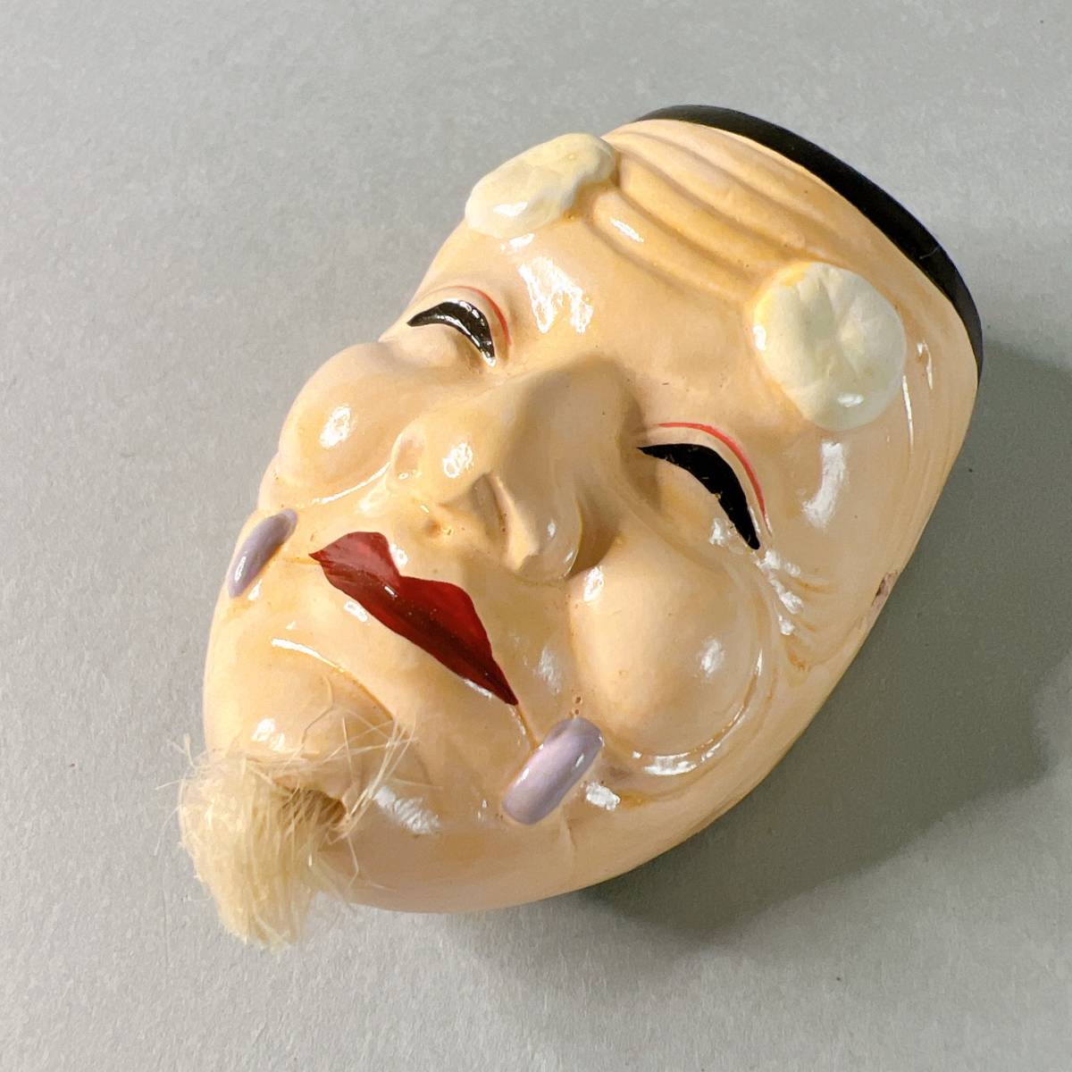 春画彫刻 翁面 置物 陶磁製 裏隠春画人形 裏絵艶人形 骨董古美術 M0210