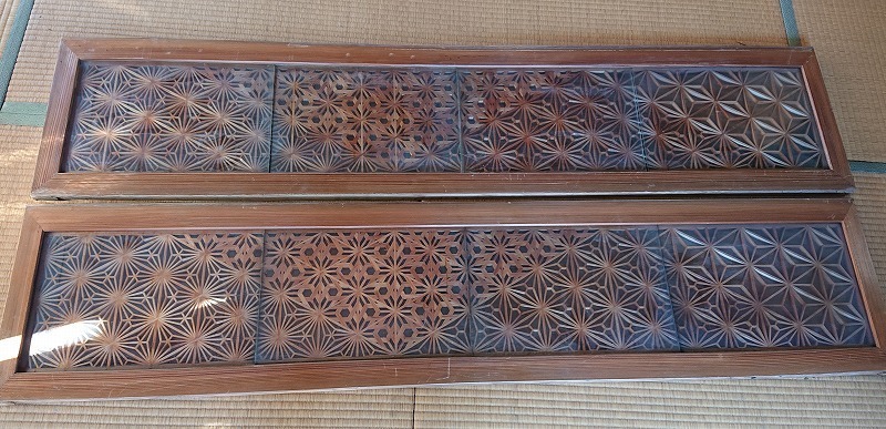 千葉 議員宅古民家解体～建具(2)/「欄間 2枚組」 ガラス入り レトロ