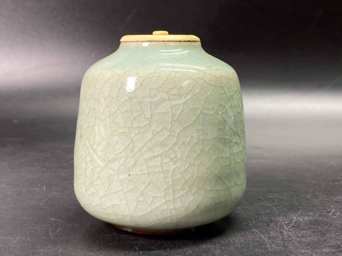 12＃J/x247 加藤春鼎作 茶入 茶壺 茶壷 葉茶器 茶貯 茶道具 陶器 茶道具