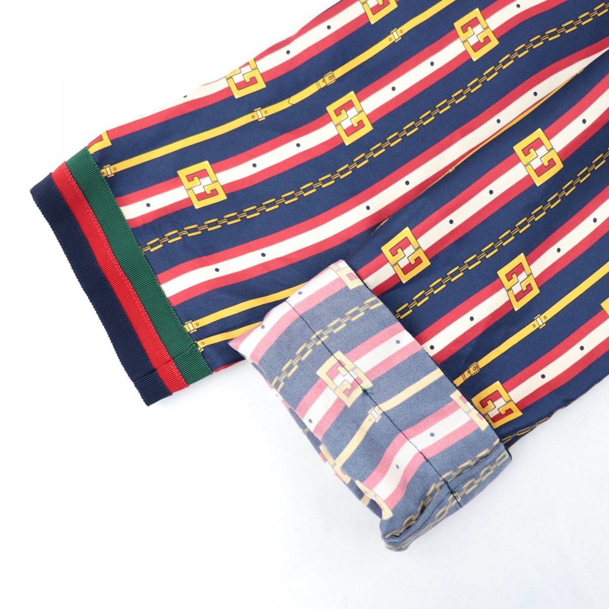 美品 グッチ シェリーライン GG シルクブラウス レディース マルチ 40 長袖シャツ ストライプ柄 18年製 ケリング GUCCI GUCCI グッチ シェリーライン GG 美品✨GUCCI 長袖ボウタイブラウス
