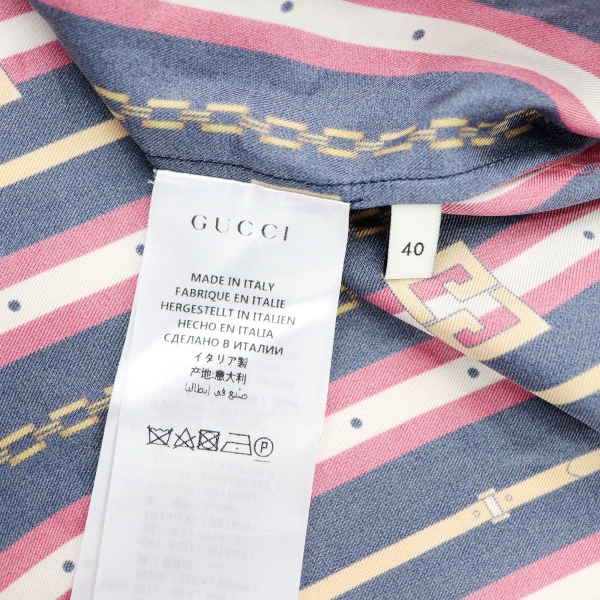 美品 グッチ シェリーライン GG シルクブラウス レディース マルチ 40 長袖シャツ ストライプ柄 18年製 ケリング GUCCI GUCCI グッチ シェリーライン GG 美品✨GUCCI 長袖ボウタイブラウス
