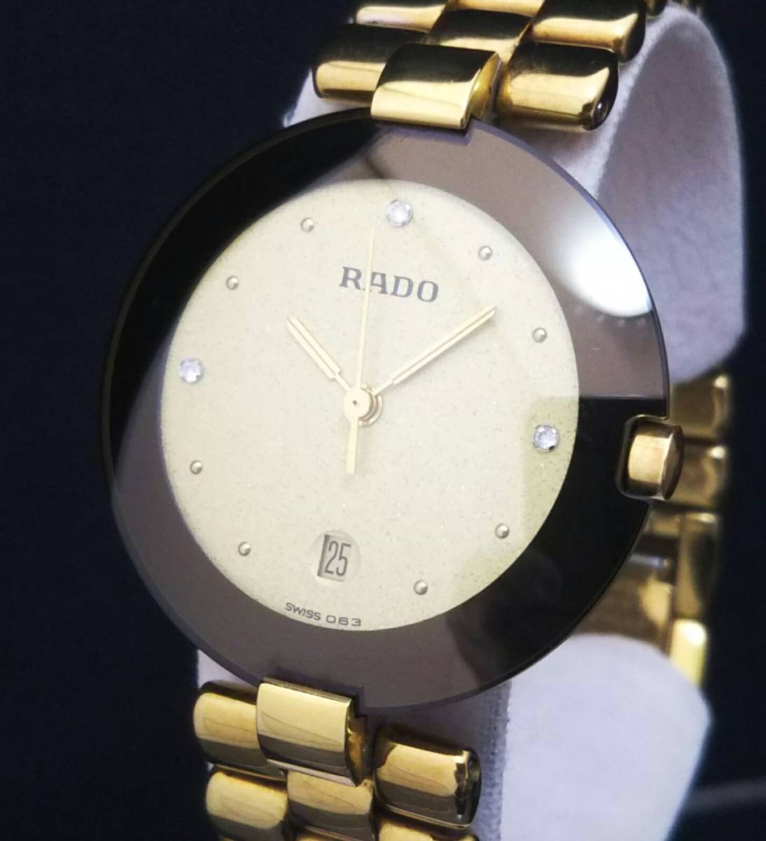 ジャンク RADO ラドー クポール 129.4077.4N レディース腕時計 デイト 電池式 不動 SS ゴールド色文字盤 店舗受取可