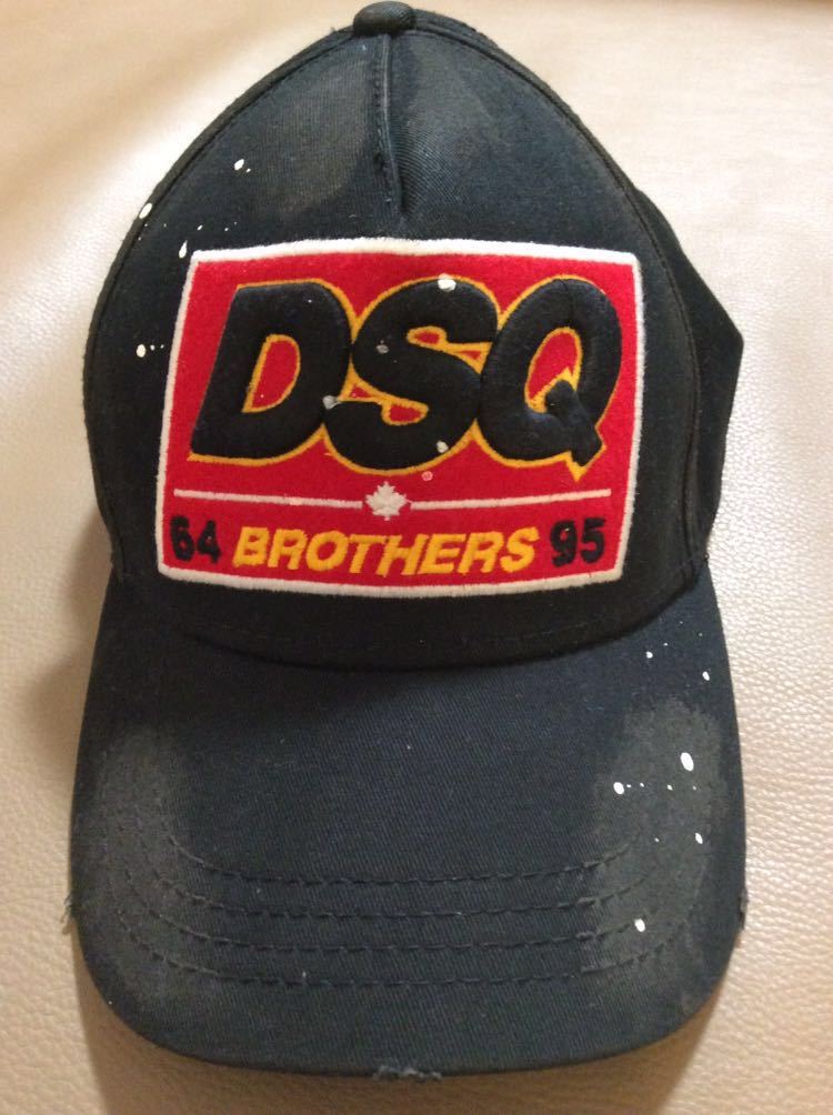 DSQUARED2 ディースクエアード キャップ 帽子 ペイント加工★ブラック 黒 美中古 キャップ 帽子 DSQUARED2 DSQUARED ディースクエアードキャップ国内正規品 正規品