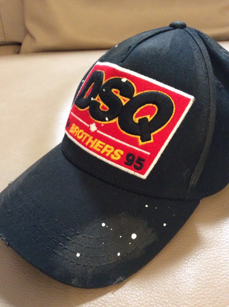 DSQUARED2 ディースクエアード キャップ 帽子 ペイント加工★ブラック 黒 美中古 キャップ 帽子 DSQUARED2 DSQUARED ディースクエアードキャップ国内正規品 正規品