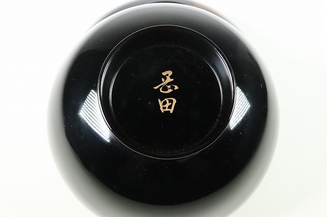 初心出品 元岡光漆堂 輪島塗 椿蒔絵 吸物椀 五客 共箱