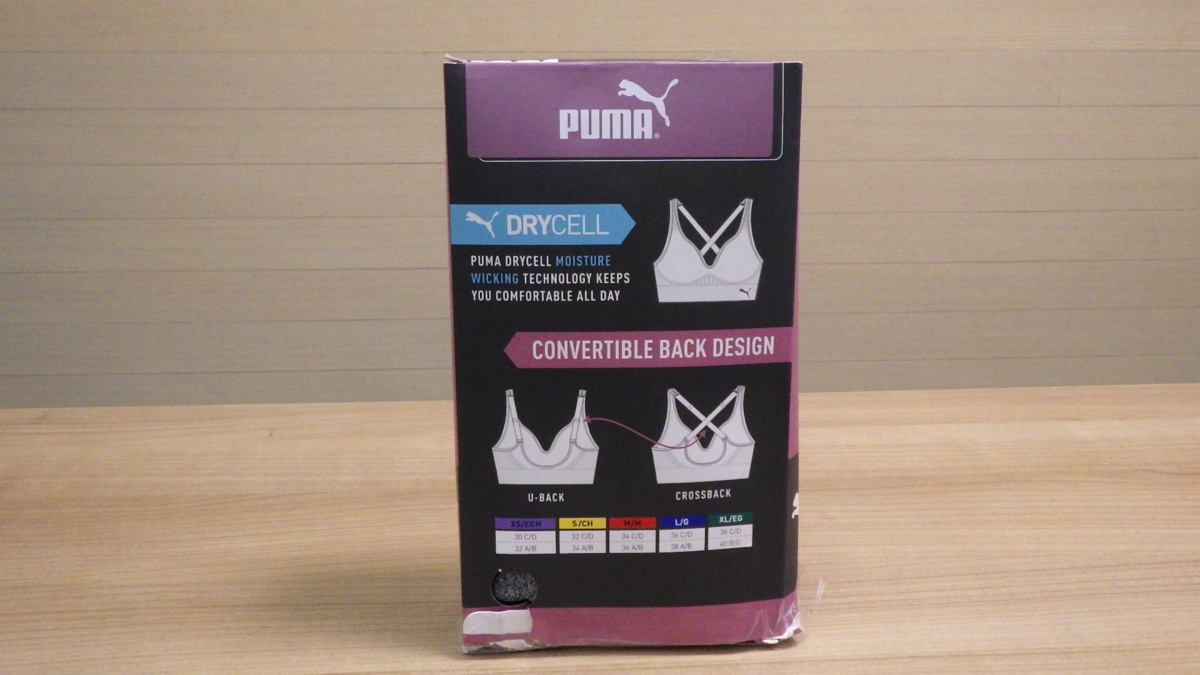 d871 プーマ スポーツブラ 2枚組 PUMA Ladies Sports Bra 2PK L 胸囲 68.6cm ブラック グレー