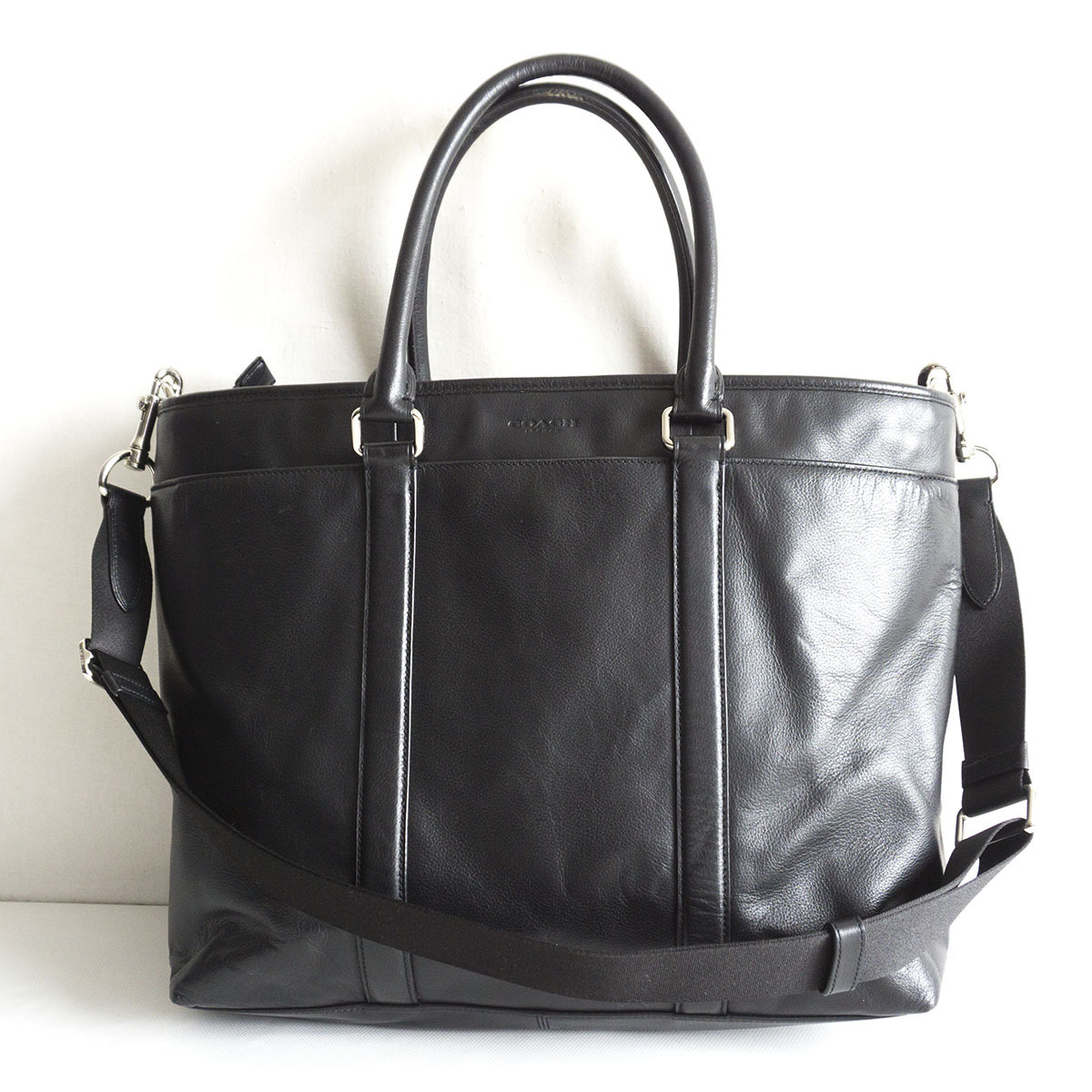 高級品】COACH【F54758/2WAY レザー トートバッグ】 ブラック ビジネス 