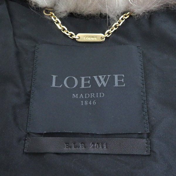 美品 希少 LOEWE ロエベ フォックス × ホロホロチョウ 本毛皮 ロゴ 